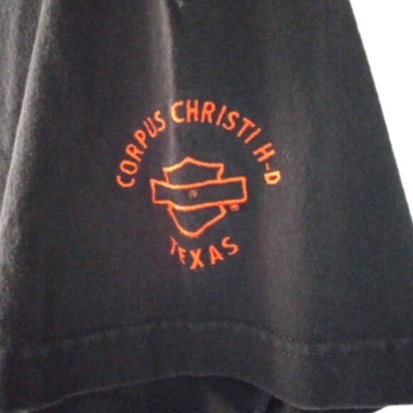 Harley-Davidson Men’s Henley Shirt Sz M Black 100 Years Anniv Corpus Christi TX - Picture 6 of 10